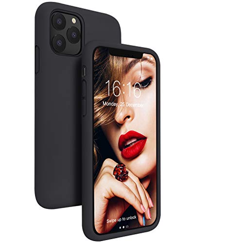 JASBON iPhone 11 Pro Max Case 6.5 inch (2019), Silicone Shockproof Phone Case Gel Rubber Drop Protection Cover with Raised Lips for iPhone 11 Pro Max - Black