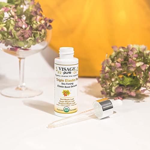 Visage Pure Triple Elastin Pro - Skin Firming Elastin Boost Face Serum - Contains "GCGs" That Increases the Skin's Elastin and Elasticity - USDA Organic - Physician Formulated - Research Supported