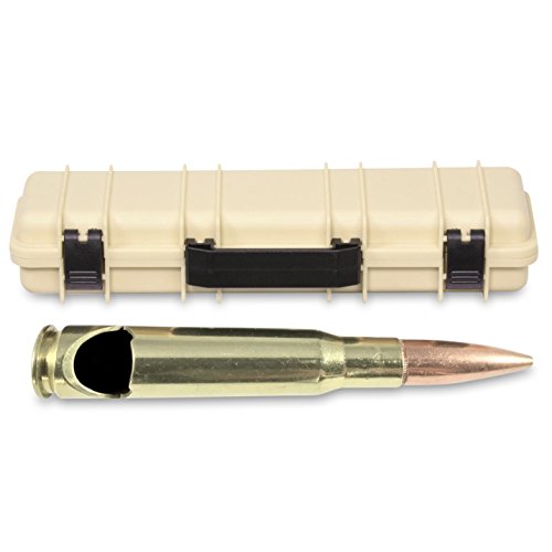 50 Caliber Bmg Bottle Opener Real Authentic Polished Brass - Made In The Usa - Rifle Case Gift Box Included (Desert Tan) #TOP2
