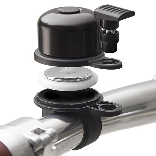 JeeSoarToFar アップルAirTag用自転車ベル、AirTagバイクマウントGPSトラッカー防水クラシック真鍮ホルダーはバイクベルの下にエアタグを隠し盗難防止。