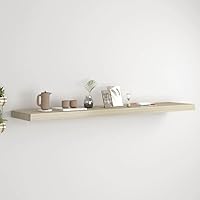 Vista 192 de Estantes flotantes de pared, 2 piezas de madera de fibropanel de densidad media gris de 47.2 x 9.3 x 1.5 pulgadas, estante de almacenamiento