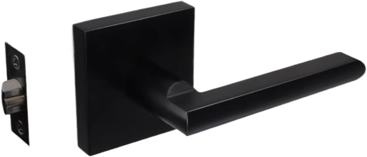 Furniture, Hardware, Bathroom Door Locks, Indoor Handles, Universal Channel, keyless, Single Tongue Privacy(Square Black.)