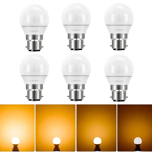 Linkind Ampoule LED à baïonnette B22 Dimmable, 5W équivalent 40W Incandescente, Blanc Chaud 2700K 470lm, Ampoule G45/P45 Mini Globe Culot Bayonet B22, Lot de 6 Linkind Ampoule LED à baïonnette B22 Dimmable, 5W équivalent 40W Incandescente, Blanc Chaud 2700K 470lm, Ampoule G45/P45 Mini Globe Culot Bayonet B22, Lot de 6