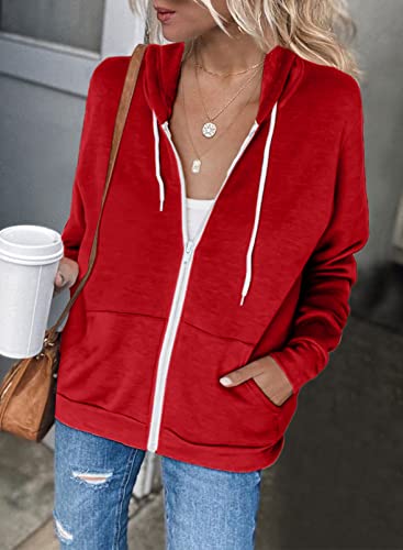 Dokotoo Women's Full Zip Up Hoodie Long Sleeve Hooded Sweatshirts Pockets Jacket Coat for Women2