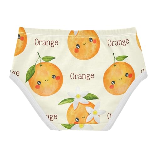 Cotton Toddler Girls Underwear Cute Orange Fruits Beige Panties for Girl Funny Underpants Briefs 2t2