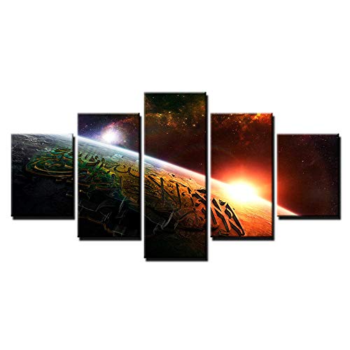 Impression sur toile 5 pièces planète grand format image sur verre décoration murale salon