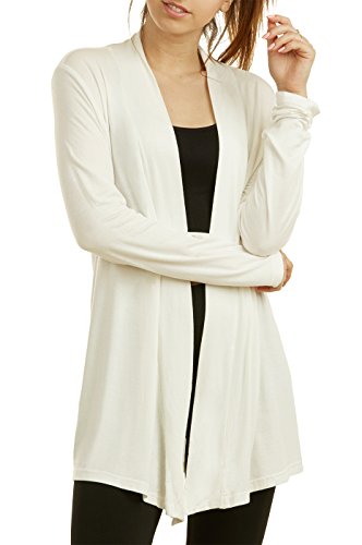 Image of Cardigan - Women's Classic Chic Rayon Fabric Cardigan Sweater for Layering All Season Open Drape Cute Comfortable and Durable (M, Ivory), Ivory, Size Medium