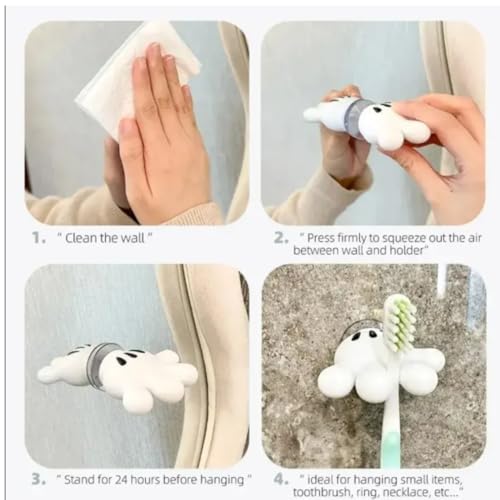 Image of TASMAX Cute Tooth Brush Holder Bathroom Brush Stand self Adhesive wall Mounted Toothbrush Holder Multi-Function Mouse Bathroom Decor Toothbrush Stand Key Holder Plug Holder Pack 2