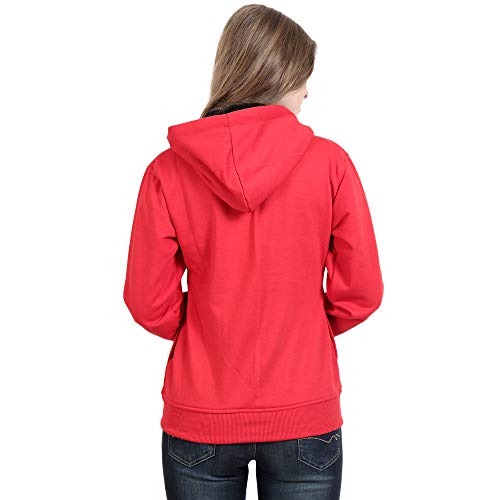 Image of Matelco Women Printed Sweatshirt with Hooded (Dark Pink S)