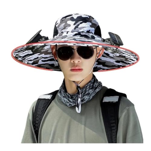 EUYIMOMO Zonne-waaierhoed Zonne-energie Ventilatorhoed, Hoed met ventilatoren Zonne-energie, voor Outdoor Activiteiten Winddicht Anti-Uv voor Vissen, C, One size