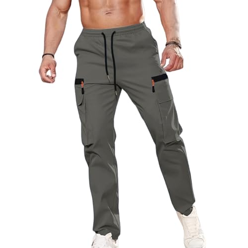 Mens Joggers Cargo Pants Quick Dry Casual Lightweight Athletic Trousers Workout Hiking Sweatpants with Zipper Pockets