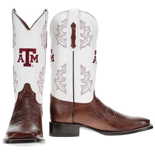 Image of Vaccari Men's Brooks Genuine Smooth Ostrich Leather NCAA Athletics Embroidery Western Cowboy Boots