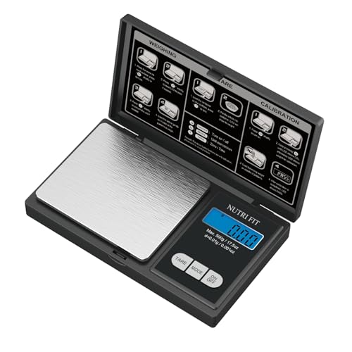 NUTRI FIT Gram Scale Digital Scale 0.01g Accuracy, 500g Small Pocket Scale Jewelry Scale, Weight for Food Ounces and Grams Kitchen Scale, Mg Scale for Powder Medicine Gold Weed, Portable