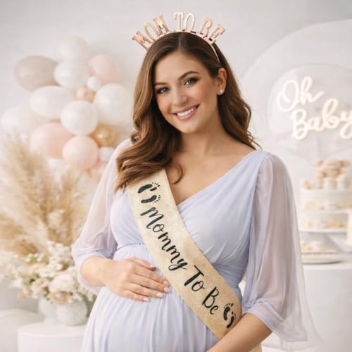 Image of Wanna Party Baby Shower Decoration Items- Mom to Be Sash & Mom to be Tiara for Mom To be Gifts for Baby Shower Decoration Items (Pack of 2)