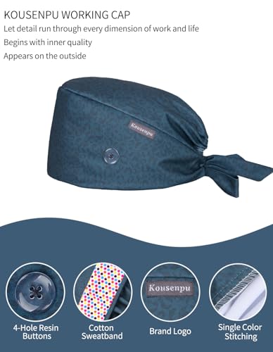 Image of Kousenpu Scrub Caps for Men, Adjustable Surgical Cap, Breathable Medical Hat for Doctors, Nurses & Healthcare Professionals