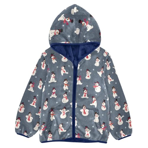 Boys' Fleece Hoody Jacket Zip Up Coat Warm Fall Winter Plush Jacket Christmas Snowmen Long Sleeve Outerwear