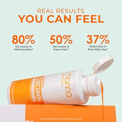 Manna Vitamins Evolved Liposomal Liquid Curcumin for Advanced Absorption Best Turmeric Supplement for Daily Joint & Immune Health Support - Vegan, Non-GMO, 95% Curcuminoids (1 Pack)
