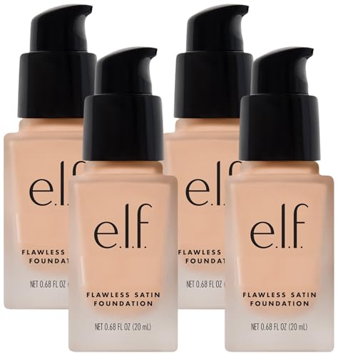 e.l.f. Flawless Finish Foundation, Lightweight & Medium Coverage, Semi-Matte Finish, Alabaster, 0.68 Fl Oz (20mL) (Pack of 4)