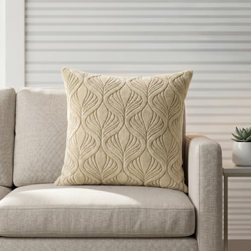 Image of Yellow Weaves Jacquard Cushion Covers | Sofa Cushion Covers | Throw Pillow Cover for Sofa, Couch, Living Room| Removable & Washable | 16x16 Inches, 1 Piece (Beige)
