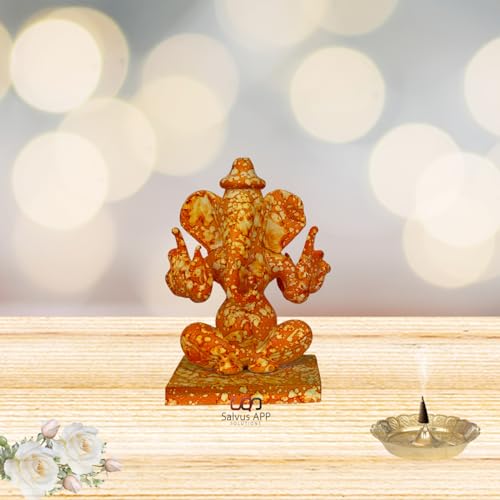 Image of Salvus APP SOLUTIONS Double Side Face Yellow Shade Ganesh Statue for Shining and Bright Future Decorative Showpiece for Car Dashboard, Home-Office Decor(2x3 inch)