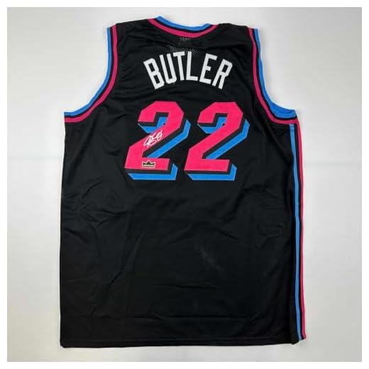 Facsimile Autographed Jimmy Butler Miami Black Vice City Reprint Laser Auto Basketball Jersey Size Men's XL
