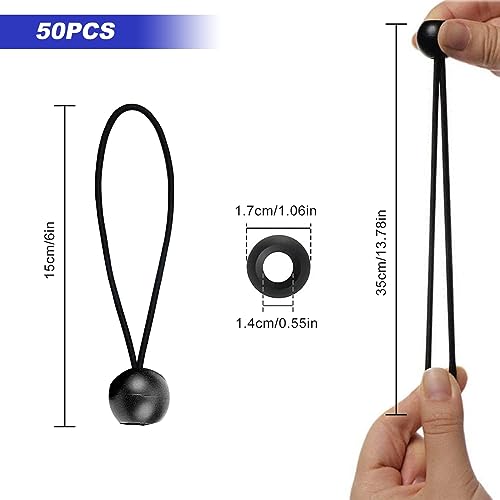 50 Pcs Bungee Cord with Balls, Heavy Duty Bungee Cords, Elastic Cord with Balls - Image 2