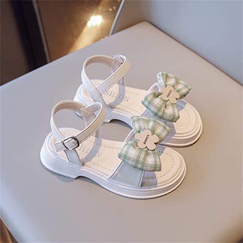 Kids Girls Open Toe Sandals Bowknot Sandals Summer Dress Shoes Lightweight Comfortable Shoes for Little Kid (Green, 9 Toddler)2