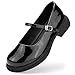 FitVille Weit Plattform Mary Jane Schuhe Damen Halbschuhe Runde Zehen Retro Schnallenriemen Lolita Schuhe Spiegel Schwarz 40 EU