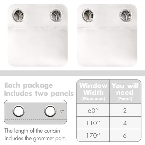 MIULEE Blackout Curtains 96 Inches Long for Bedroom Living Room Thermal Insulated Black Out Drapes Room Darkening Grommet Top Solid Light Blocking Drapery Set of 2 Window Panels Pure White