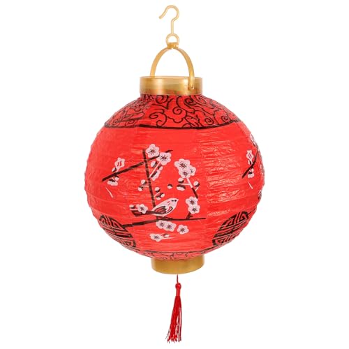 BUGUUYO Linterna de Papel Colgante Plegable Roja Diseño de Flor de Ciruelo, Decoración de Faroles Festivos para Jardín y Hogar, Linterna Decorativa Ligera para Interiores y Exteriores
