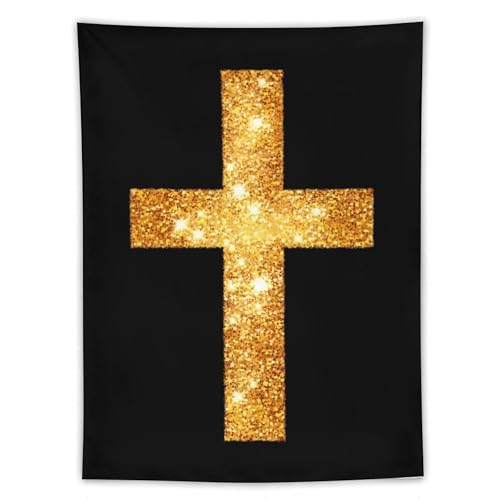 Tapiz colgante vertical de Pascua con cruz brillante para decorar tu salón