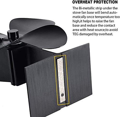 CXhome Heat Powered Stove Fan, 104°F/40°C Fast Start, 4-Blade, Eco Friendly, Ultra Quiet Circulating Warm Air Saving Fuel Efficiently for Wood/Log Burner/Fireplace - Thumbnail 4