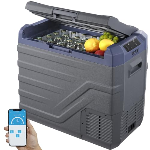VEVOR Réfrigérateur Portable à Compression 45 L, Mini Frigo de Voiture 12/24 V CC et 100-240 V CA, Glacière à Zone Unique, -20 °C à 20 °C Température Réglable,...
