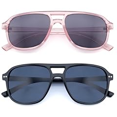 2 Pack: Black Frame + Grey Lenses / Clear Pink Frame + Grey Lenses