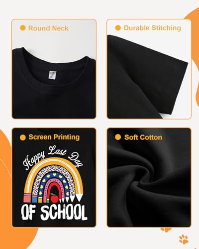Last Day of School Shirt, Toddler Boys Girls Kids Graduation Shirts, Happy End of School Year Funny Graphic Tee Tops, 2-8T4