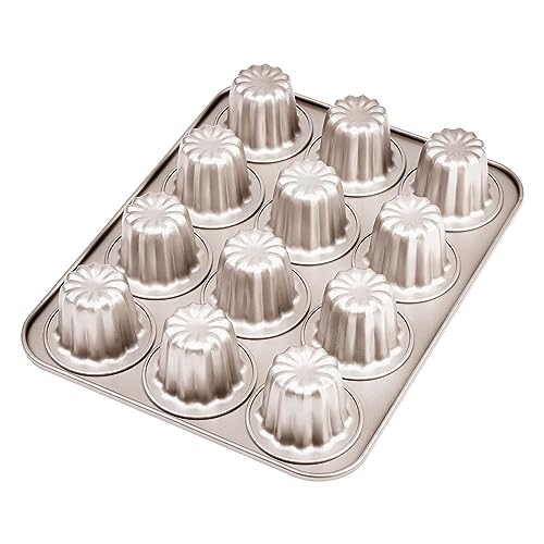 Bakeley 12 Canele Mold Cake Pan Non-Stick Canele Muffin Bake...