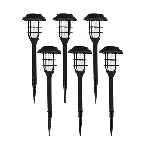 KAHOO Solar Pathway Lights 6 Packs, Solar Outdoor Waterproof Lights Auto On/Off LED Landscape Lights for Garden,Patio, Lawn, Yard-Black