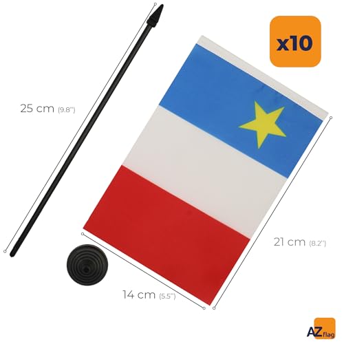 Petit drapeau acadien de table 21x14 cm avec hampe pour bureau