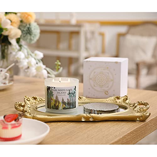 Scented Candle Gifts for Women, Large 3 Wick Peach & Sandalwood Candle for Home Scented, 13.4 Oz Natural Soy Wax with Essential Oils for Stress Relief, 75 Hours Long-Lasting, Christmas Gifts for Women - Image 6