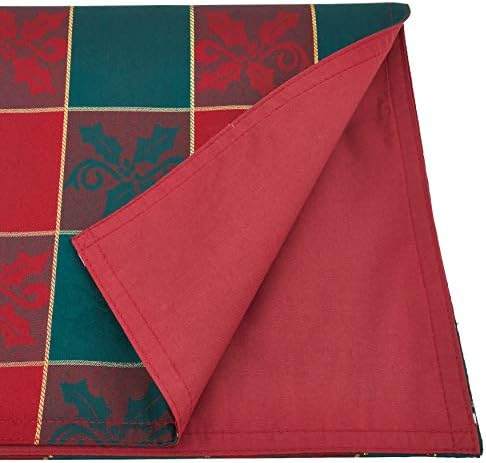 SARO LIFESTYLE Royal de Noel Plaid Design Holiday Table Décor, 14" x 120", Red/Green image 5