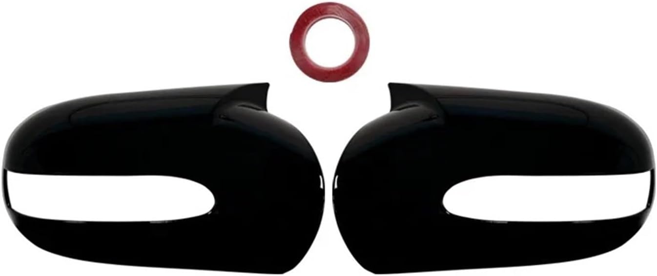 Mirror Cover Fit for Mercedes-Benz E C-Class W211 W203 2001-2007 Parts Styling Car Side Door Rearview Side Mirror Cover Caps Universal(Gloss Black) (Forged Grain)