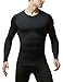 TSLA Men's Thermal V-Neck Long Sleeve Compression Shirts, Athletic Base Layer Top, Winter Gear Running T-Shirt, Thermal V Neck Black, Large