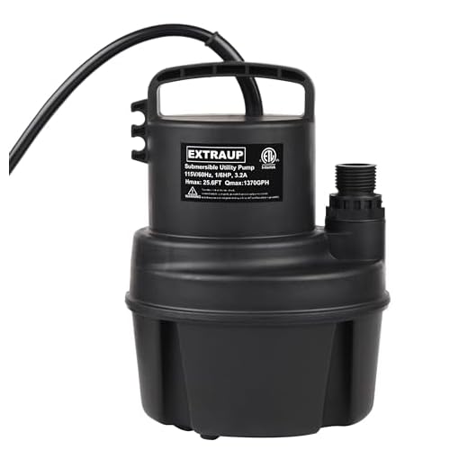 EXTRAUP 1/6 HP 1370GPH Portable Submersible Utility Pump Low Suction Electric Clean Pool Cover Basement Flood Drainage Water Transfer Pump