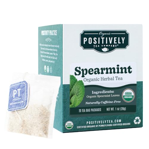 Image of Positively Tea, Organic Spearmint Leaf Herbal Tea Bags, 20 Count