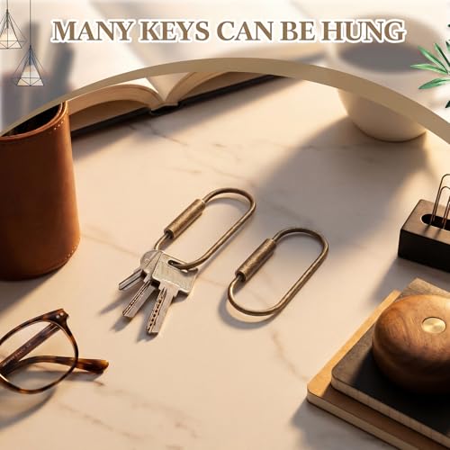 Image of WILLBOND Brass Carabiner Key Ring Locking Screw Carabiner Clips Round Key Rings Keychain Kit for Handbags Purse Bag Charm
