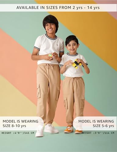 Image of Amazon Brand - Symbol Kids Boys Cotton Blend Solid Cargo Track Pant