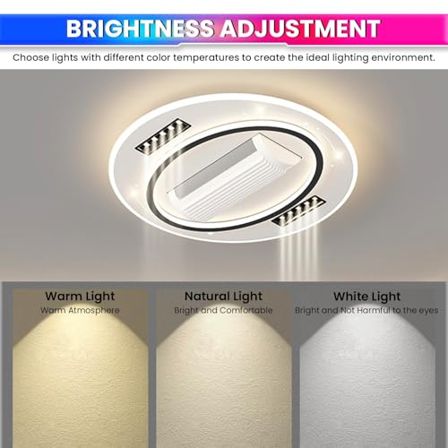 Image of Ceiling Fan with Integrated LED Lighting | Adjustable Brightness & Speed | Flush Mount Ceiling Light | Remote Control | Bedroom, Living Room