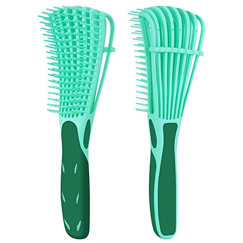 ZOMTTAR Detangling Brush for Curly Hair, Green Hair Detangler, Afro Textured 3A to 4C Kinky Wavy, for Wet/Dry/Long Thick Curly Hair, Exfoliating Your Scalp for Beautiful and Shiny Curls