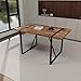 SINGHOIJAM Rectangular Rural Industrial Dining Table, Thick Engineering Wood Tabletop and Black Metal Legs, Seats 4-6