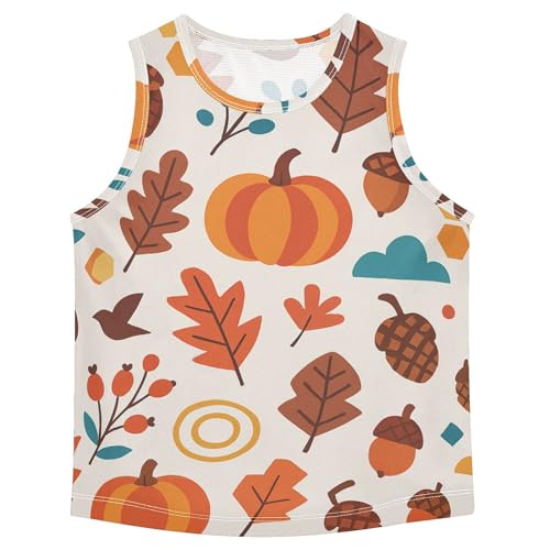 Autumn Floral Boys Tshirts Tank Tops Sleeveless Casual Vest Tees Toddler Tees for Running Workout Beach Swim 3T